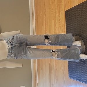 Zara 90"s high waisted wide leg distressed jeans